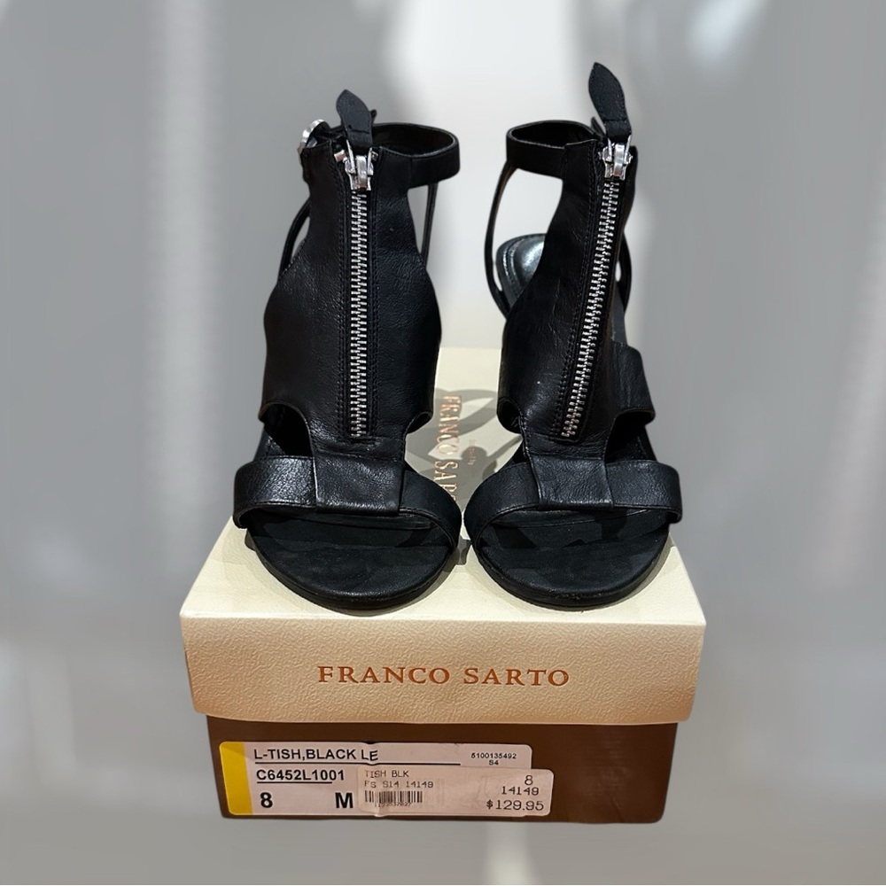 Franco Sarto Women's Tish Black Heels With a Front Zipper

Size 8